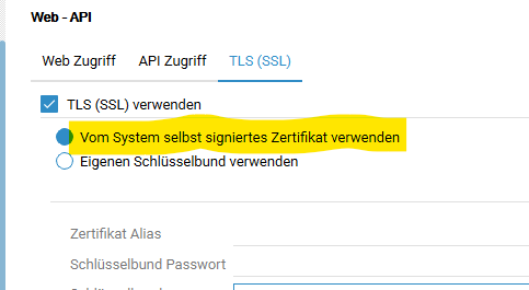 Selbstsigniertes Zertifikat in ecoDMS